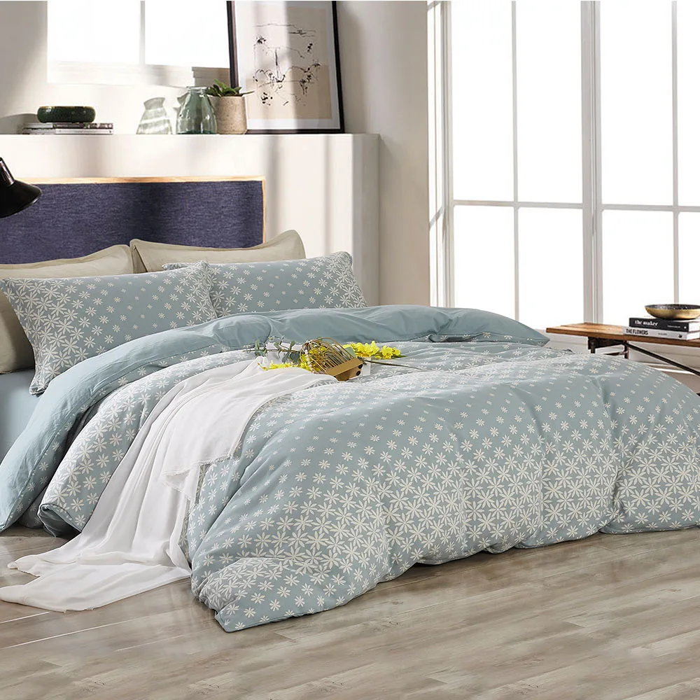 Simple and stylish jacquard sunflower floral 100% cotton jacquard knit printed duvet cover set for home