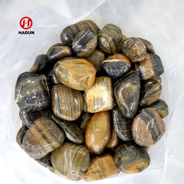 Decorative brown stripe polished pebble wash stone