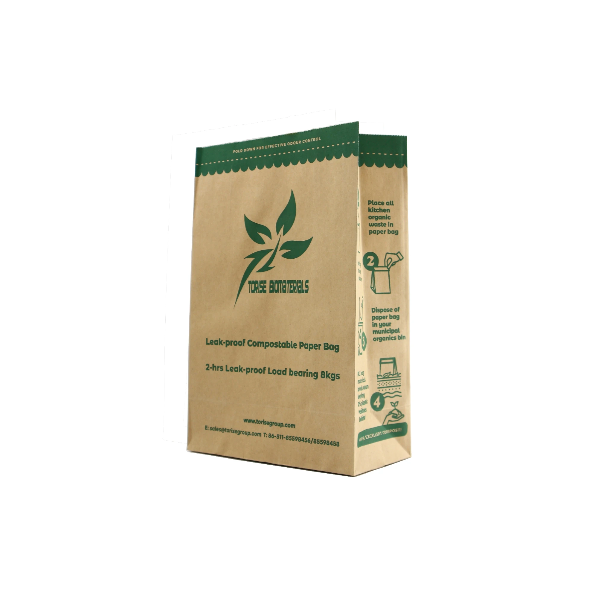 Kitchen Compostable Food Waste Bag 50 Pack 100% Paper Leak Resistant Liner Plastic Free Small Compostable Trash Bags