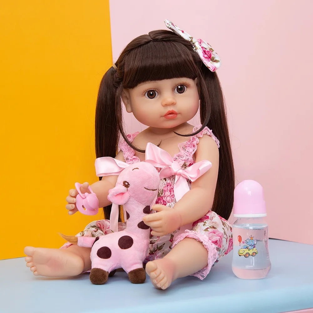 KEIUMI Reborn Dolls 55 CM Full Body Silicone Toddler Girl Dolls DIY Long Hair Playmate Toys