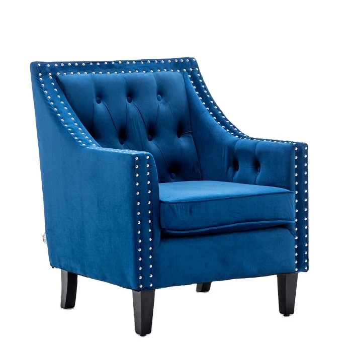 
Traditional accent arm chair Tub chair for living room with buttoned tufting and studs trim 