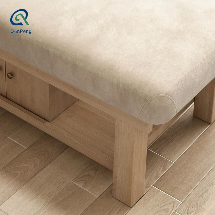 Custom High quality synthetic leather material adjustable bed wood frame with massage professional massage beds