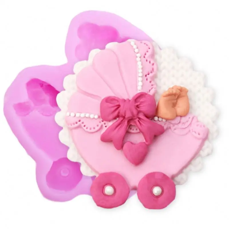 Cake Stencils 1PC 3D Baby Carriage Shape Chocolate Silicone Soap Mold Fondant Decorating Tool Cozinha Baking