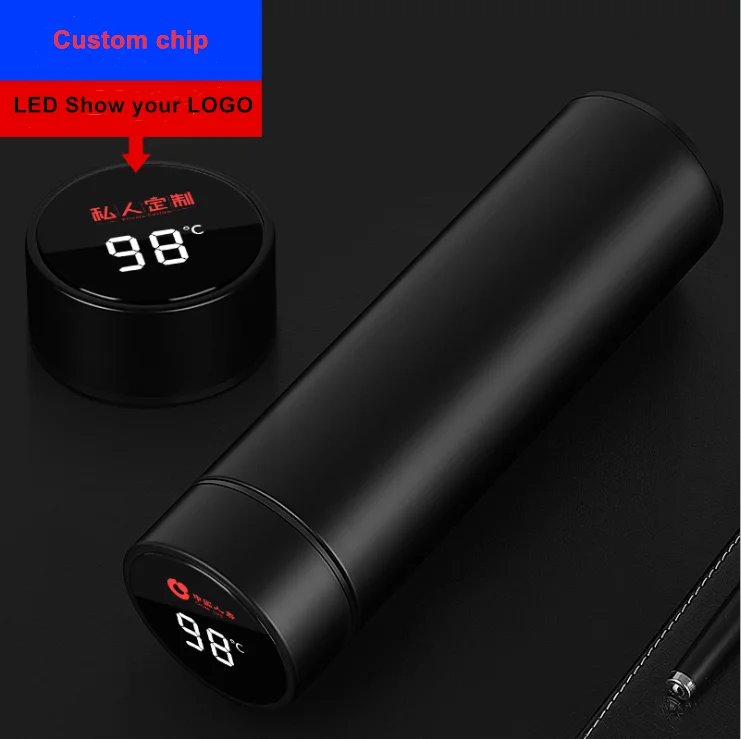 Custom chip led show your LOGO luxury led temperature display water bottle