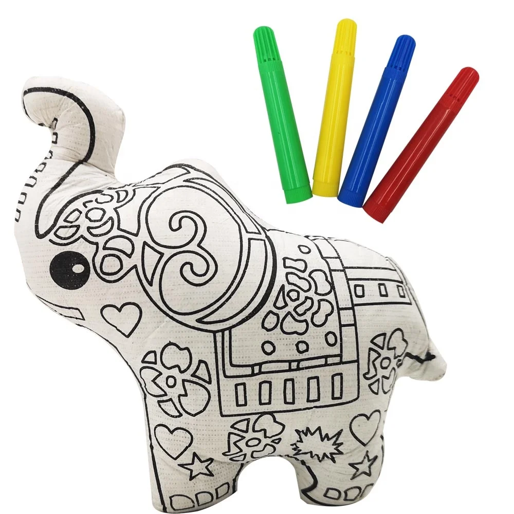 
Детская образовательная кукла OEM на заказ, в форме слона, сделай сам, Раскрашивание, моющаяся игрушка для рисования в тайвеке  (62403526388)