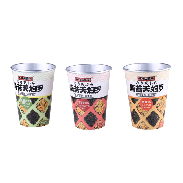 12oz Factory Price Custom Printed Disposable Aluminium Foil Coated Paper Cup with Cover for Snacks