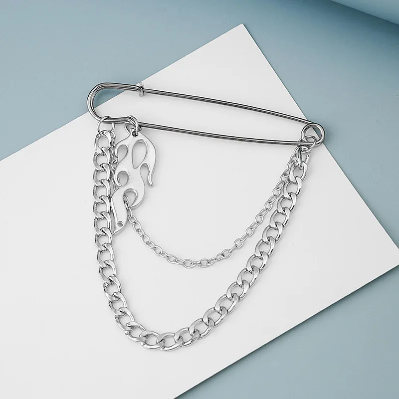 Korean Silver Cross Butterfly Smile Face Chain Brooch pin for Clothes Decoration