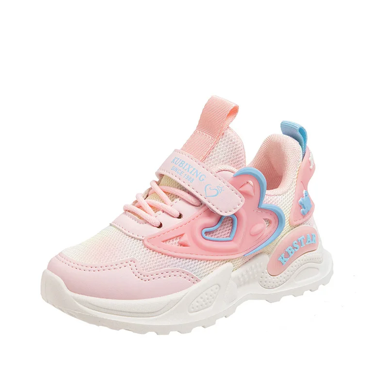 Girls sports shoes 2024 spring new lightweight big girl running shoes casual student soft soled princess shoes