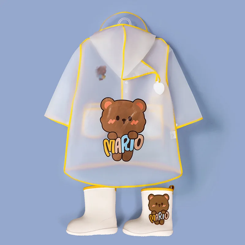 New Fashion Children Raincoat EVA Waterproof Thickened Rain Coat Reusable Transparent Rain Jacket Clear Kids Tour Rainwear Suit