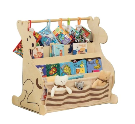 Multi function kindergarten bookshelf wood material storage kids book shelf for children furniture