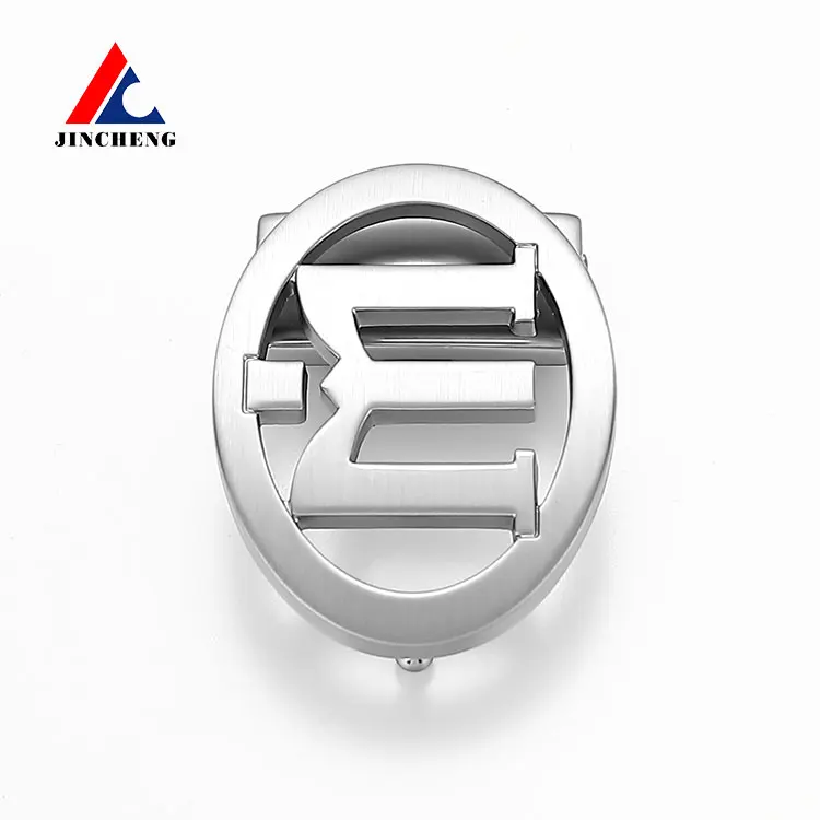 Belt manufacturer Design Your Own Private Silver Plating Custom Letter Logo Metal Brand Name Plate Belt Buckles