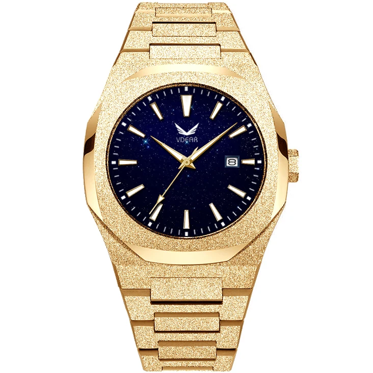 2021 fashionable customize face mens frosted star dust wrist watch water proof