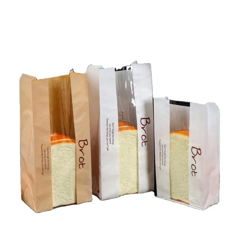 Wholesale High Quality Accept Customer Logo Printing Stock Eco Friendly Food Grade Bread Kraft Paper Food Bag For Take Away