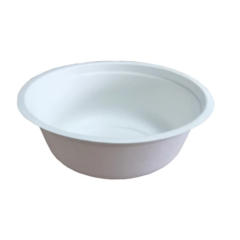 Eco disposable compostable biodegradable bagasse sugarcane pulp fiber round restaurant pasta cake soup salad noodle rice bowls