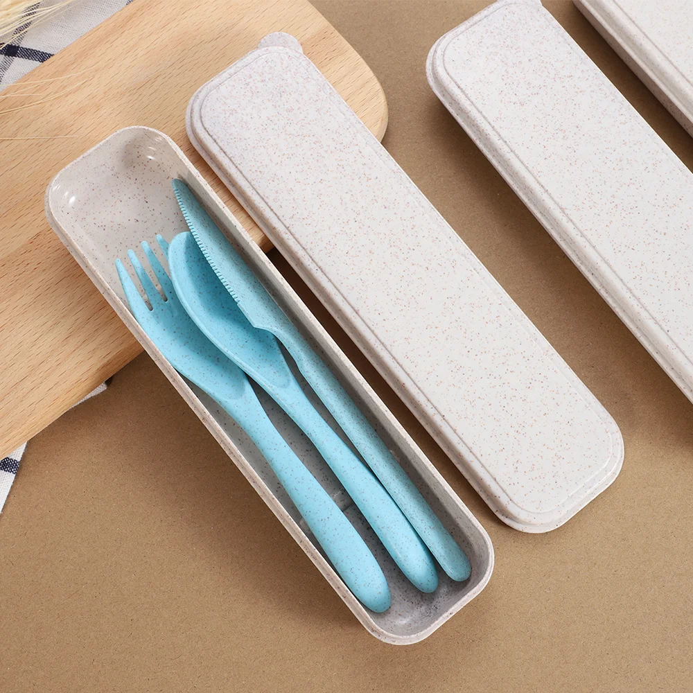 Eco friendly wheat straw spoon fork knife cutlery set wheat straw