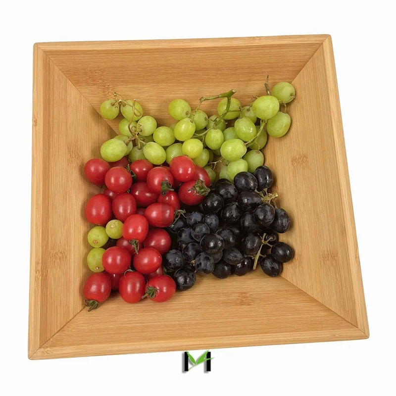 Wooden Salad Bowl Sets Bamboo Square Bowls For Popcorn, Chips And Dip Bowl,  Picnic Or Party