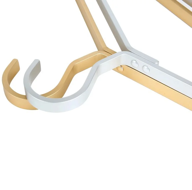 household non-slip gold color multi-functional flat aluminum alloy hanger dry and wet available metal hanger