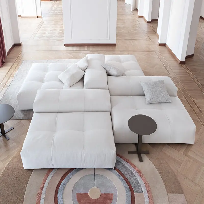 Contemporary Modern Reclining Comfortable Recliner Sectional Sofa White Leather sofa