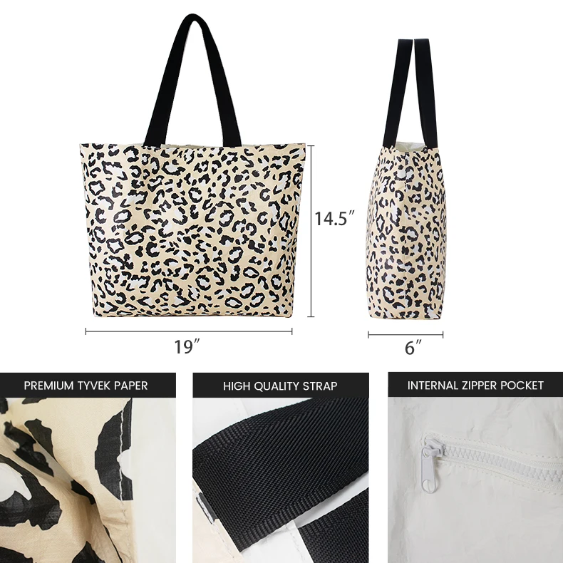 Custom Printing Logo Waterproof Travel Beach Shoulder Double-sided Available Tyvek Tote Bag