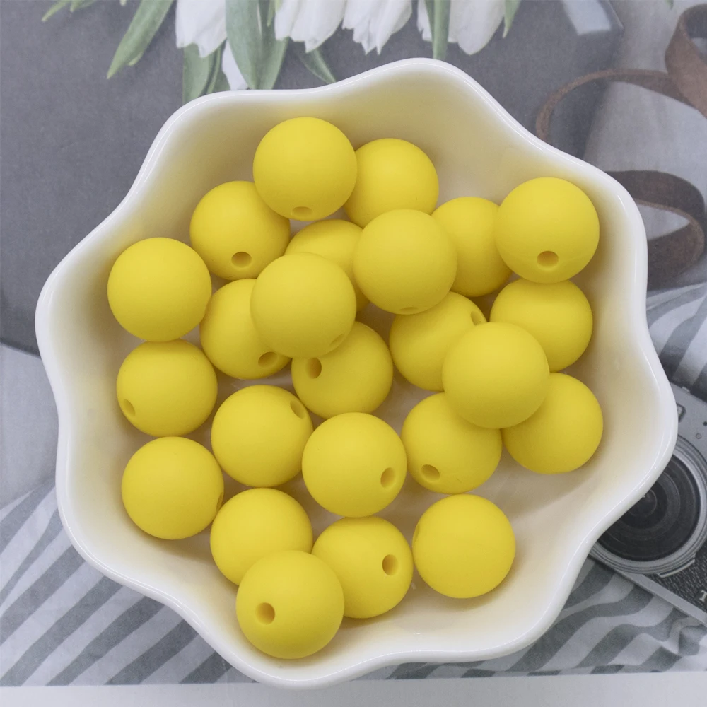 Factory Price food grade 9mm 12mm 15mm 20mm round shaped soft silicone baby teething beads