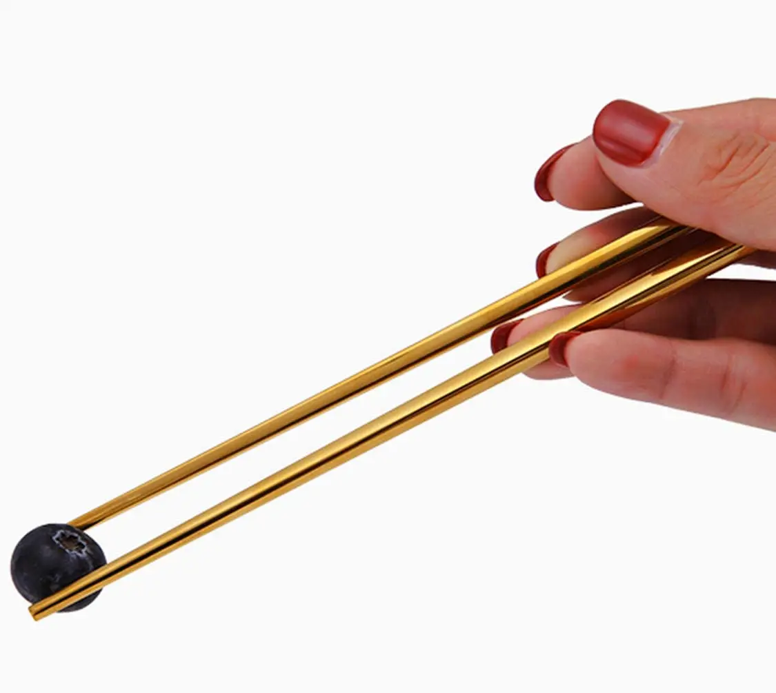 Wholesale Cheap High Quality Korean Colorful Plating Gold Stainless Steel Cutlery Chopsticks Set