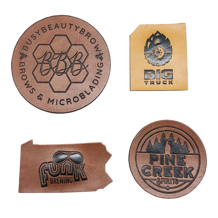 Jeans Clothing Labels Manufacturer Custom Logo Embossed Jeans Leather Patch for Hats