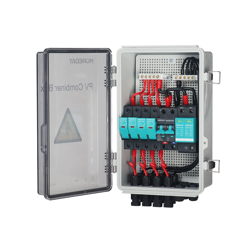 Moreday Ip65 4 в 2 из 4 струн 25a 1000v Dc солнечный Pv массив Пластиковая распределительная коробка