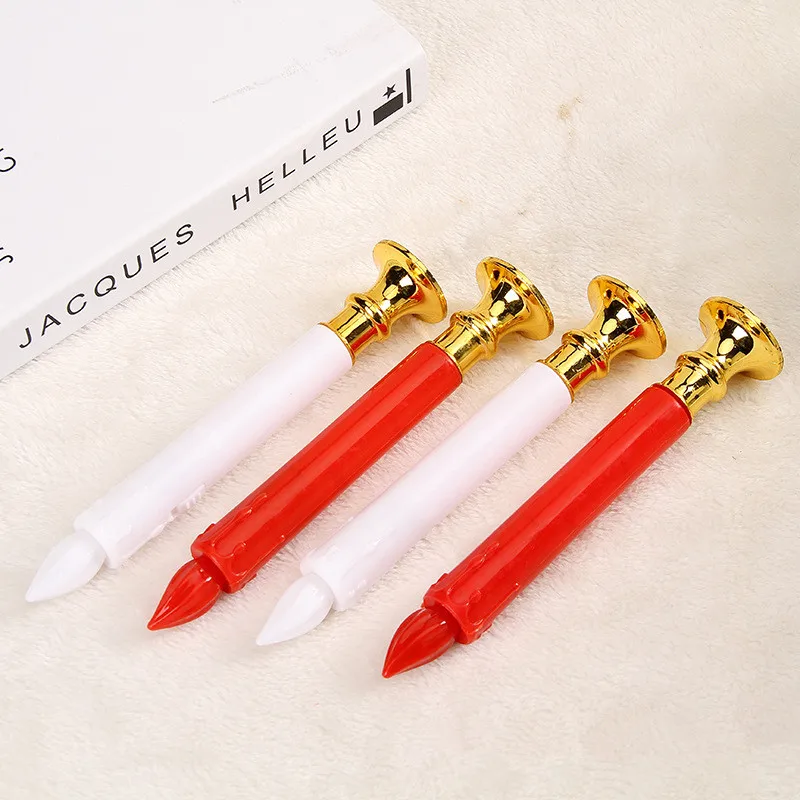 Flameless Taper Wedding Decoration Battery Operated Dinner Wedding Brass Golden Taper decorative Steel Metal led candle light