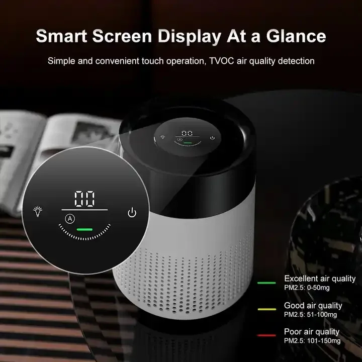 Aromacare Low Noise Quality Monitoring Small Portable Usb Desktop Air Purifier For Home Bedroom