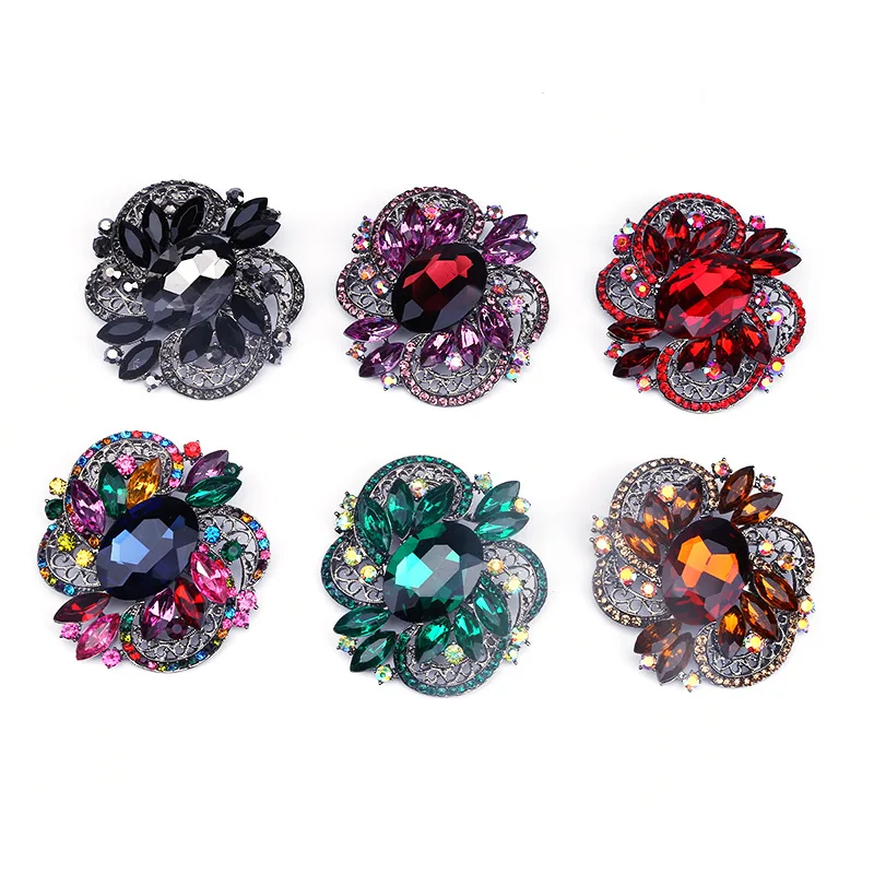 LUOXIN Hot Sale Wedding Jewelry Crystal Rhinestone Statement Brooch Pin Flower Dress Accessory Brooches