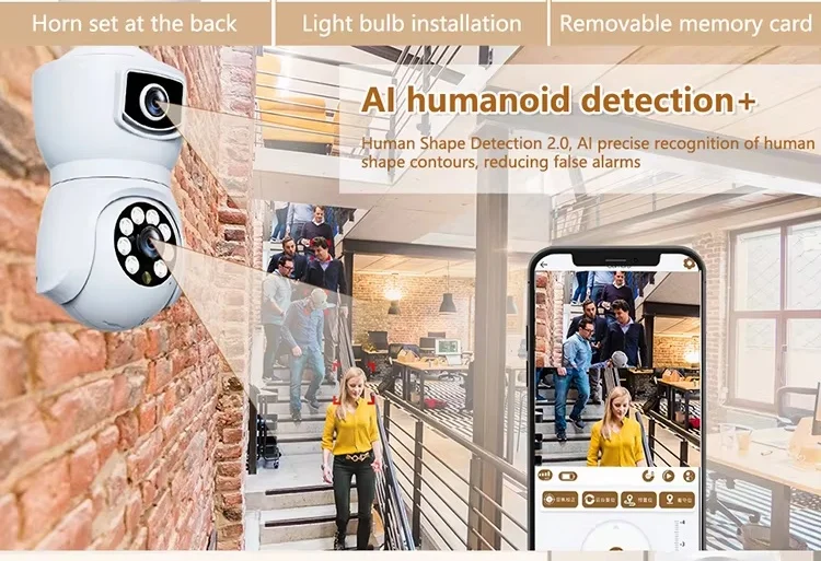 Yi Iot Smart AI Tracking 2 Lens Two-Way Voice Motion Detection Night Vision camera bulb best security camera deals YIIOT