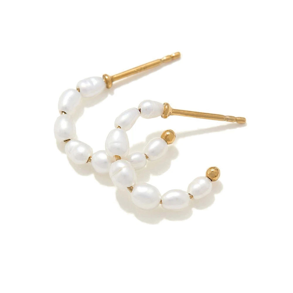 Factory Custom Fashion Cc Gg Jewelry 925 Sterling Silver Gold Natural Real Freshwater Pearl Stud Earrings