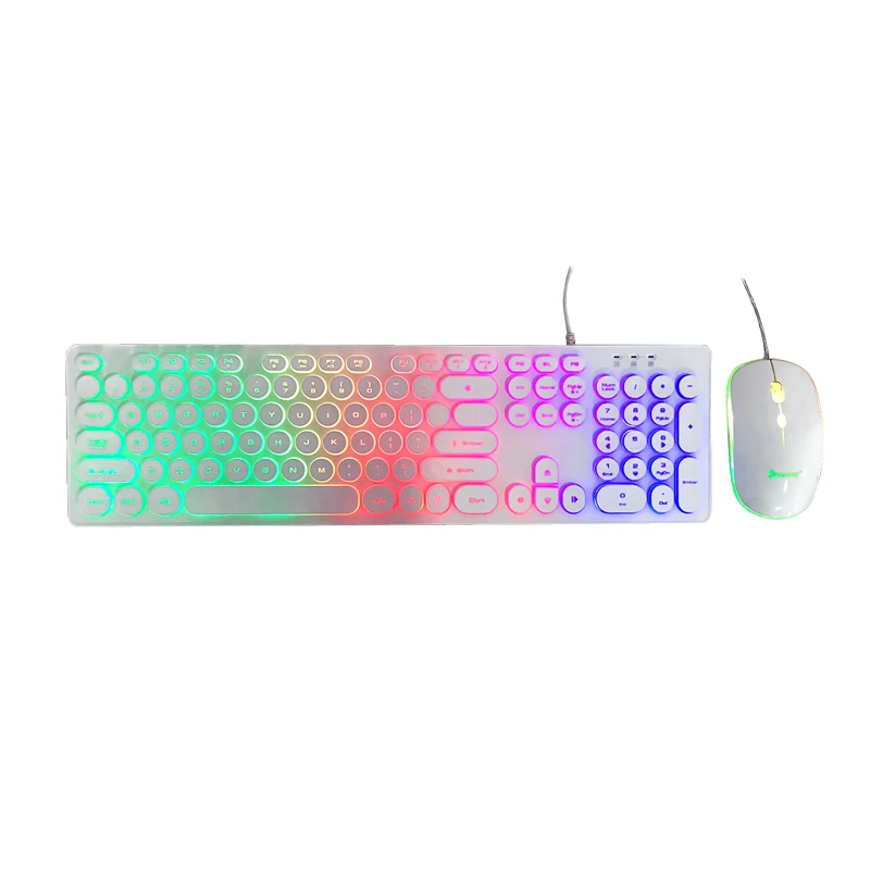 Durable USB wired computer peripherals customized gaming keyboard mouse combo KMC-103RL with RGB backlight