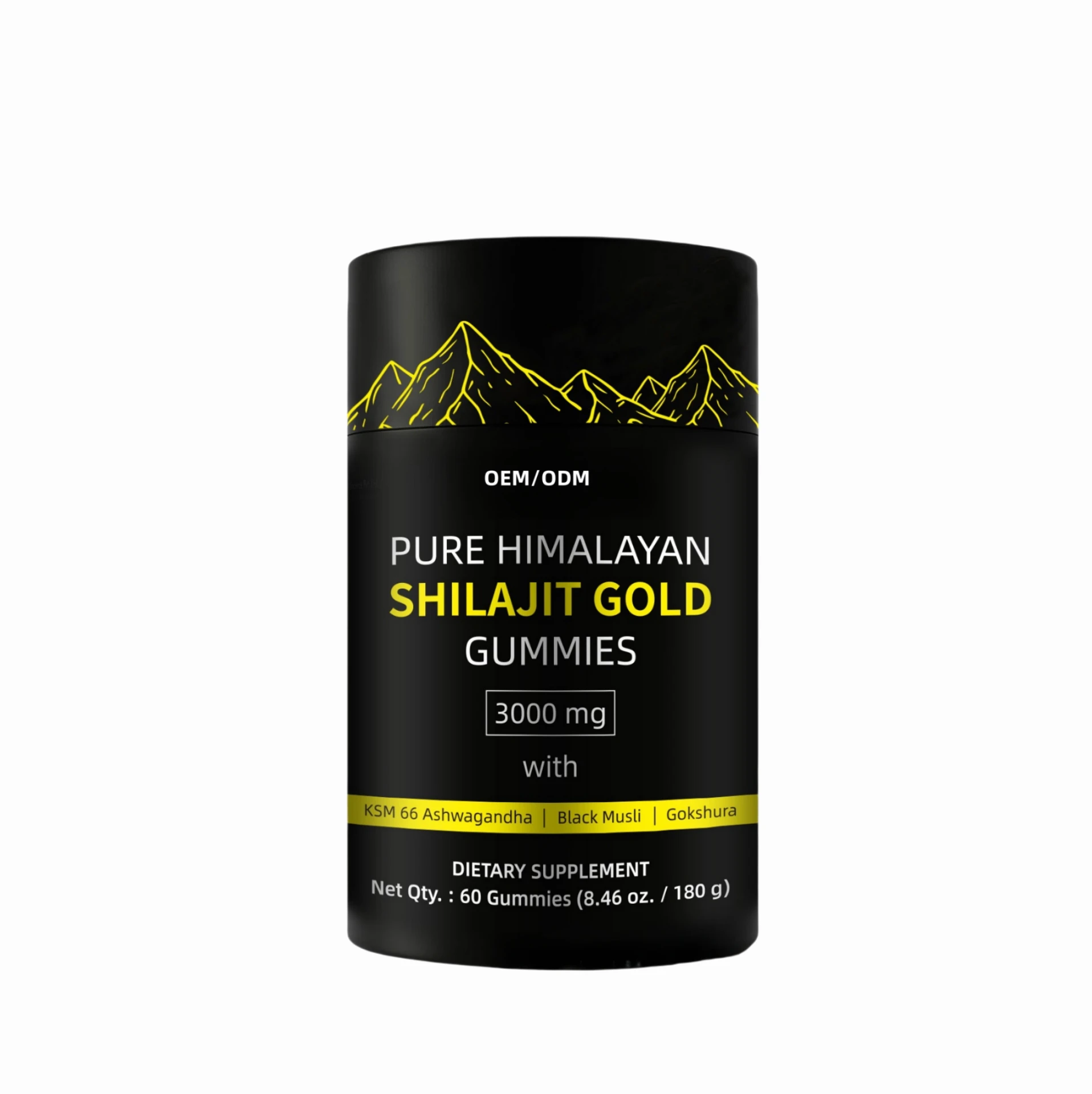 Factory supply bottle pack gold shilajit gummies +Ashwagandha Extract with 85+ Trace Minerals Fulvic Acid for Adults