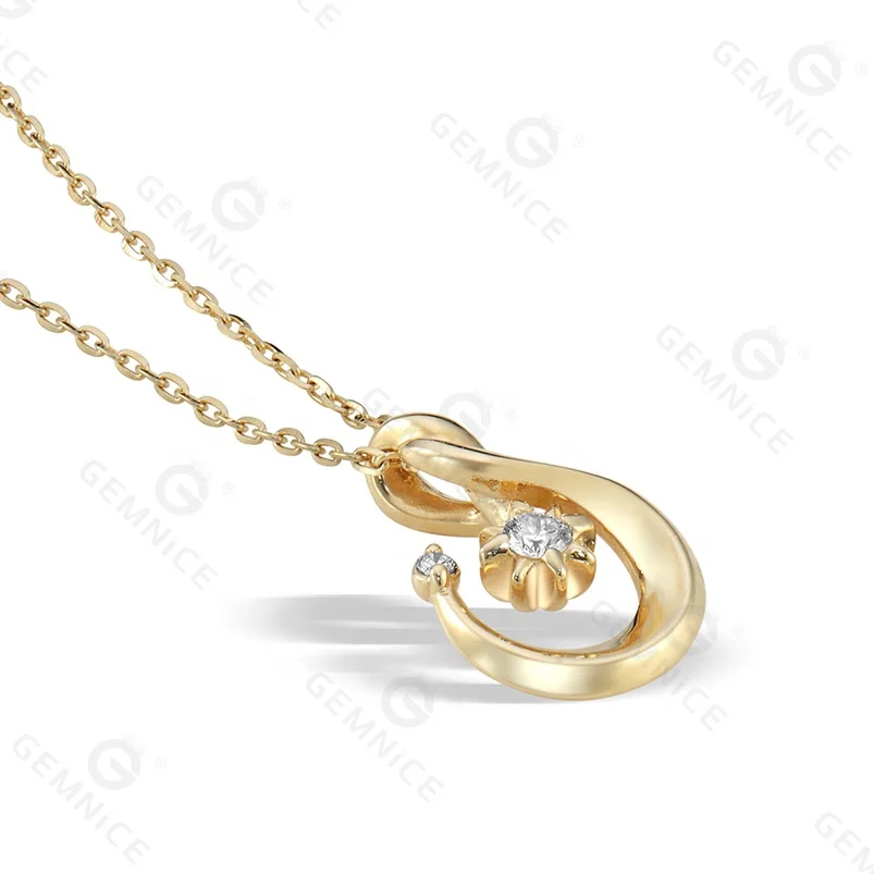 Gemnel 925 sterling silver 18k gold zircon sun and moon necklace for women