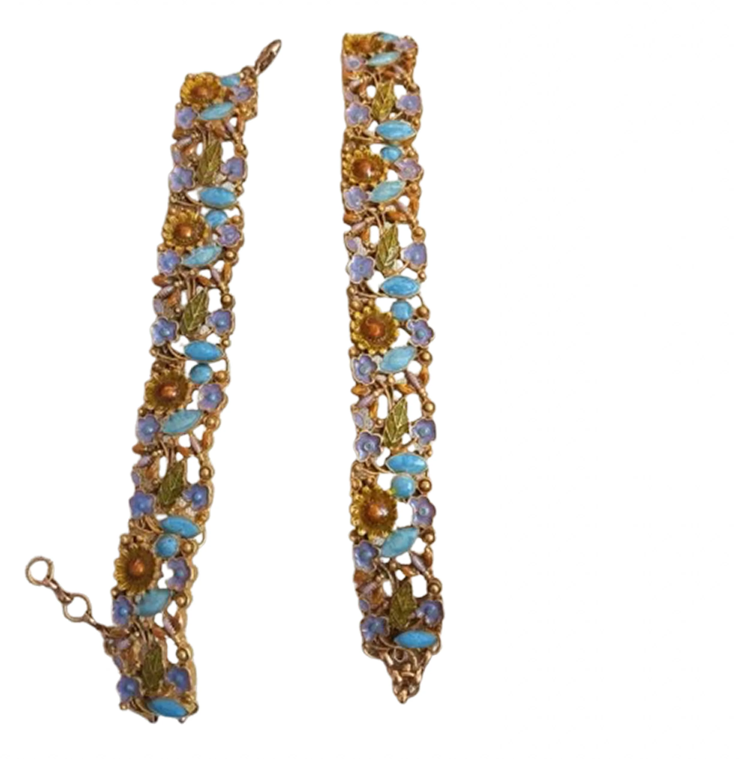 Handmade Vintage Bracelet and Necklace Drip Glaze Enamel Plated Real Gold Flower Garden Collection Fashion Women Jewelry Sets