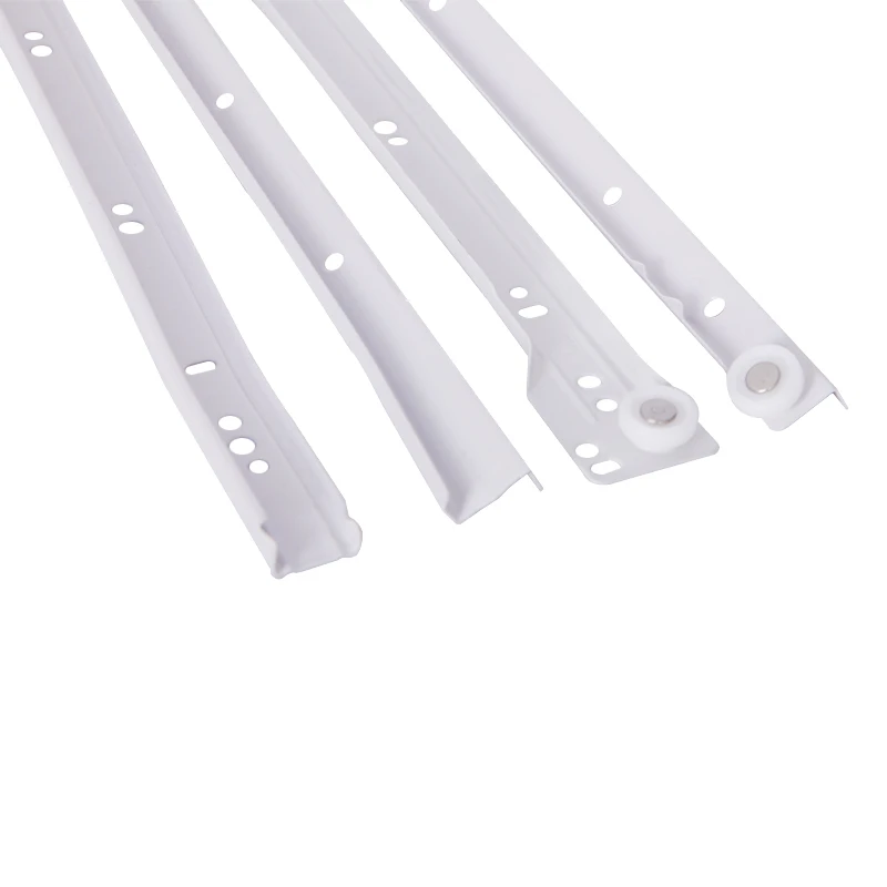 Powder Coated Soft Self Closing Undermount Drawer Slide Rail with White Nylon Wheel Drawer Slide