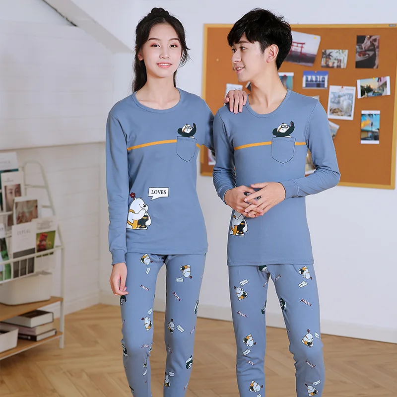 cotton sweater thermal underwear sleepwear suits for children boys girls male female kids sleeping wear breathable sweat pajamas