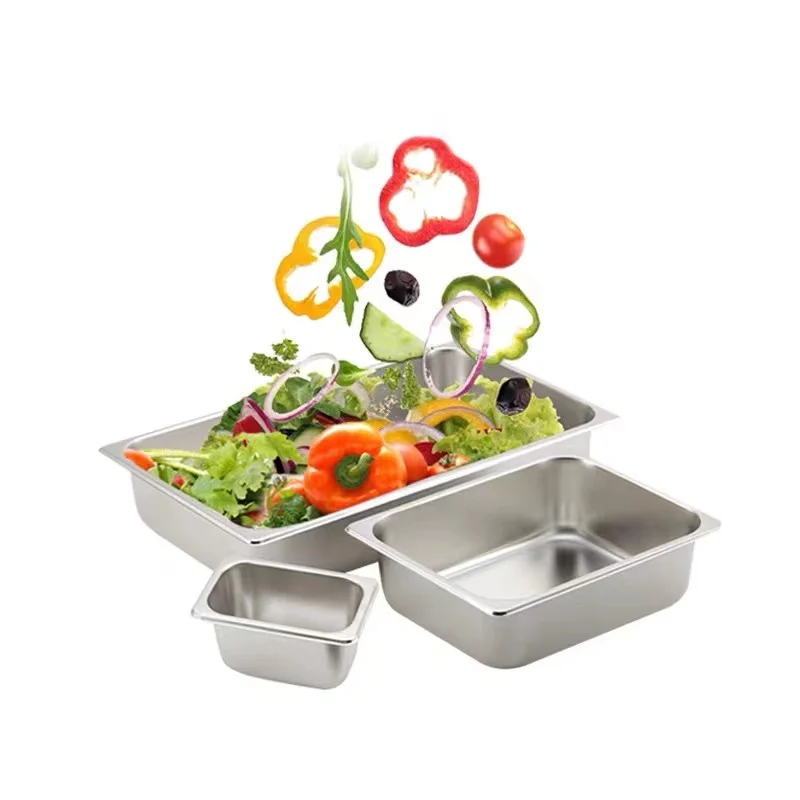 New Stainless Steel American Style 1/2 Gn Pan With Stainless Lid Hotel Restaurant Storage Food Depth Gastronorm Containers