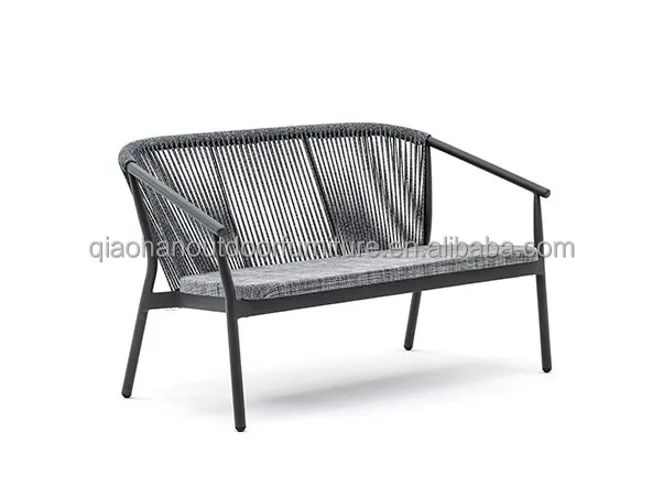 
Patio Morden Leisure Aluminum Garden Woven Rope Restaurant Outdoor Double Long Sofa lover Chair 