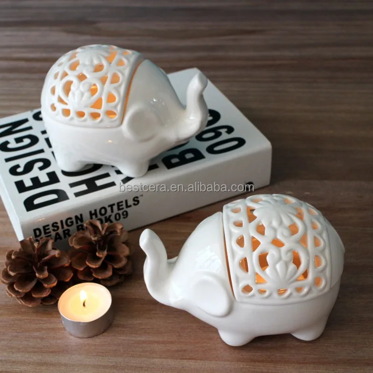 Factory Direct Romantic Little Elephant Ceramic Candle Holder Ornament Aroma Candle Container Jar Home Decoration Diffuser
