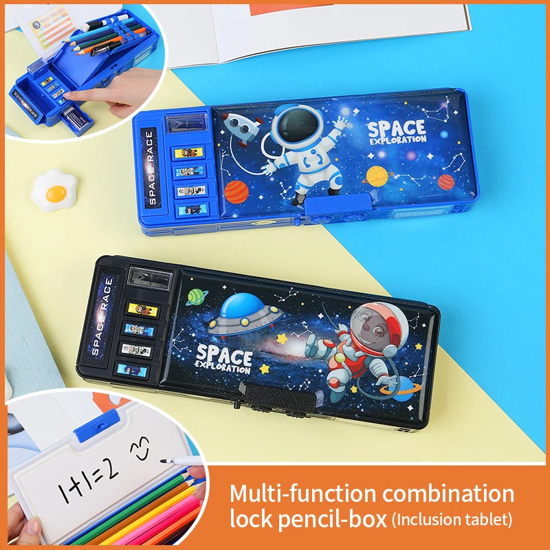 Creative Hot Selling  Double Layer Multifunctional Pencil Box Cartoon Boys Stationery Bag