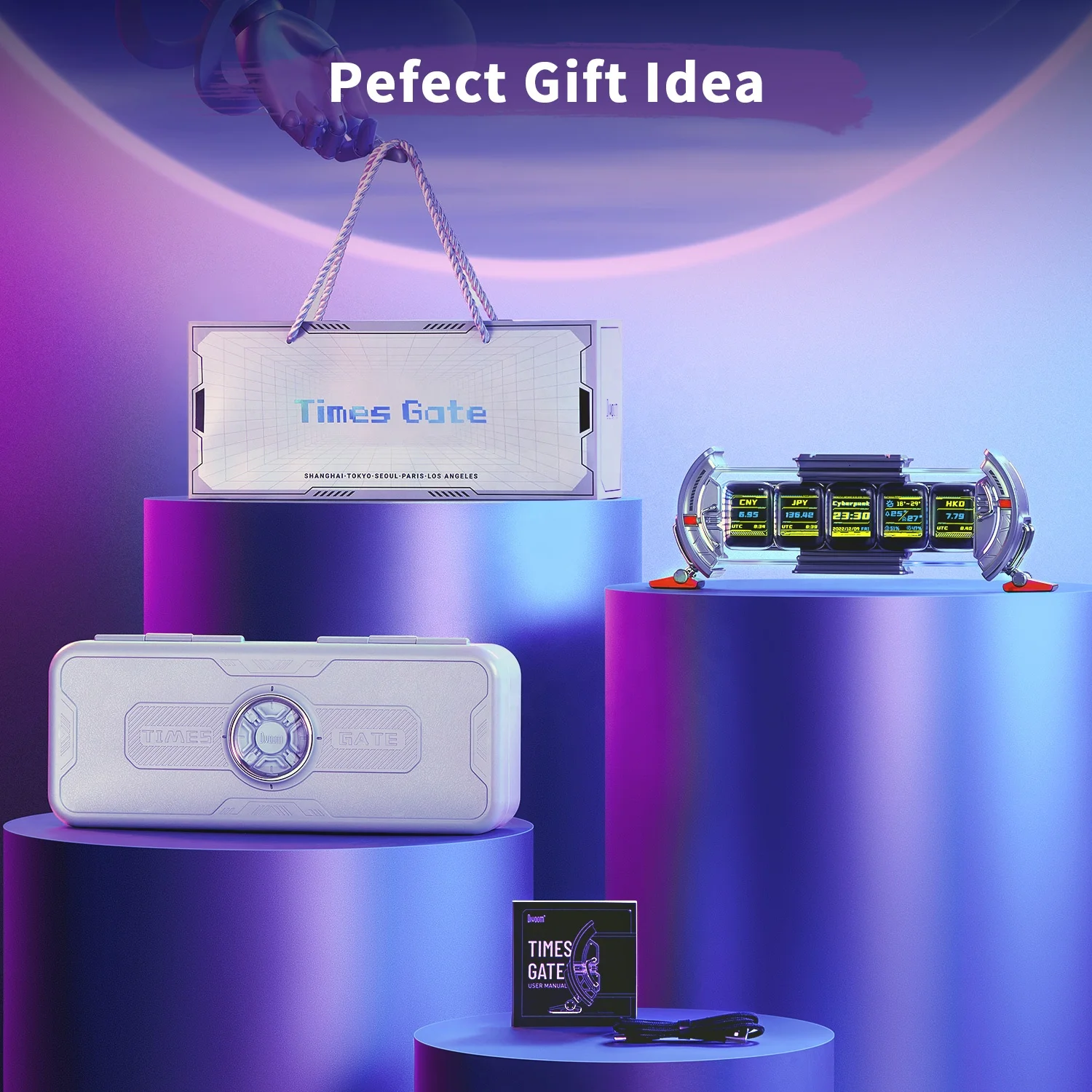 Patent Nixie Analog Clock IPS Nixie Tube Digital Clock App Control DIY Real-Time Updates Followers Pixel Art Theme Desktop Decor