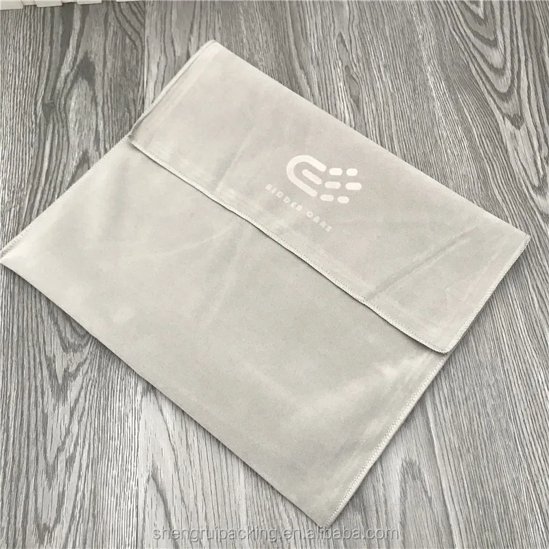 NEW arrival high end grey velvet pouch with flap, suede envelope pouch for gift