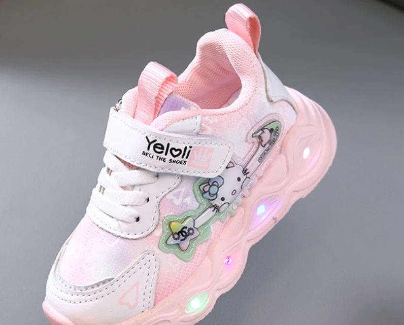 shoes for children girls Princess  cartoon cat LED light shoes sports casual  Soft  comfortable running shoes Hot sale