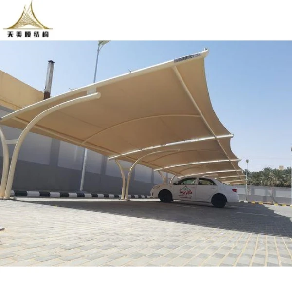 High Quality Custom PVDF PTFE Car Parking Shed Tensile Membrane Structure Waterproof Carports For Car Parking