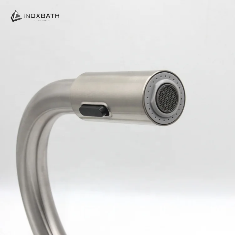 Stainless steel single lever hot and cold water mixer sink faucet kitchen faucets with pull down sprayer