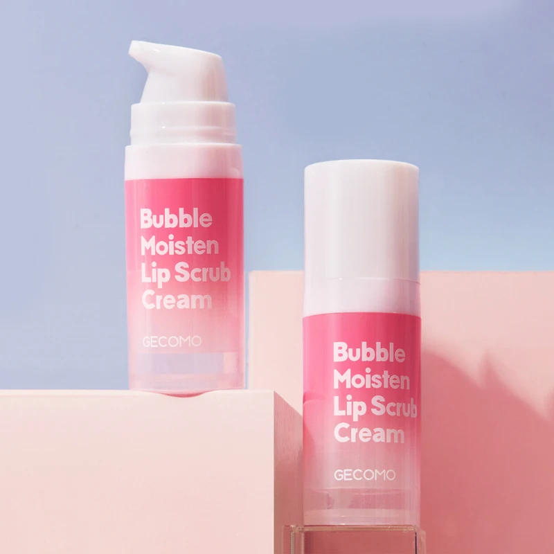 GECOMO Private Label Exfoliating Pink Lip Scrub Caring Peeling Bubble Up Moisturizing Rosy And Glossy Lip Oil