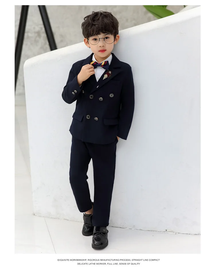 Boys 3Colors Jacket Pants 2Pcs Clothing Set Kids Formal Wedding Suit Gentleman Children School Performance Graduation Dress
