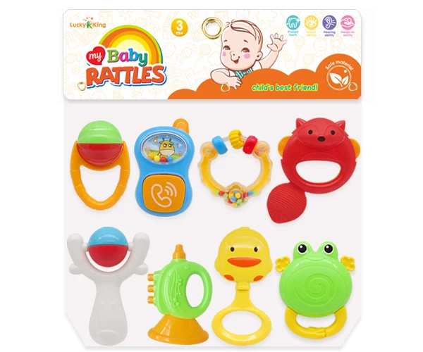 12PCS Educational Rattle Toys Plastic for Babies Small Rattl Set Children Baby Rattles